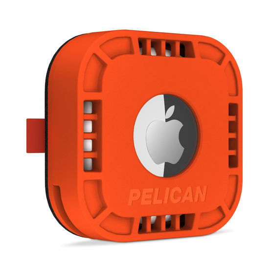 Picture of Pelican Protector - Airtag Holder / Case with 3M Adhesive Sticker [1 Pack] Protective Shockproof Cover for Apple Air tag - Hidden Stick On Mount For Bike Wallet Travel TV Remote Car Luggage - Orange