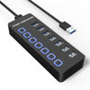 Picture of ONFINIO USB Hub 3.0 7 Port, USB Data Hub Splitter with LED Individual On/Off Switches and Lights, 5Gbps High Speed USB Port Expander for MacBook, Mac Pro, Mac Mini, iMac, Surface Pro, XPS, PC