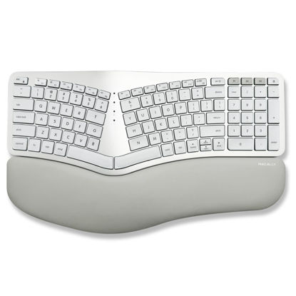 Picture of Macally Backlit Bluetooth Ergonomic Keyboard for Mac - Sculpted for Comfort - Wireless Ergonomic Keyboard (100-Key MacOS Layout) - Rechargeable Split Ergo Keyboard - MacBook, iMac, iPad, iPhone