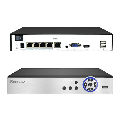 Picture of NVR for Security Camera System, 4K 4CH Network Video Recorder, Support 4K/5MP/4MP/3MP/1080P PoE IP Camera, Face Detection, 24/7 Recording (HDD Not Included)