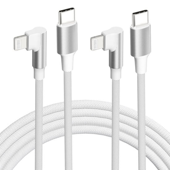 Picture of iPhone USB C to Lightning Cable,【2Pack 6FT MFi Certified】Right Angle 90 Degree iPhone Fast Charger Nylon Braided 20W Charging Data Syncing Cord Compatible with iPhone 14/13/Pro/ 12/Max/11/XS/XR/8/Plus