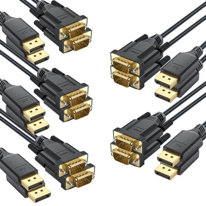 Picture of DteeDck DisplayPort to VGA Cable 6ft 10 Pack, Display Port DP to VGA Adapter Cable Converter Male to Male Braided Cord for Monitor Desktop Laptop Display Projector HDTV