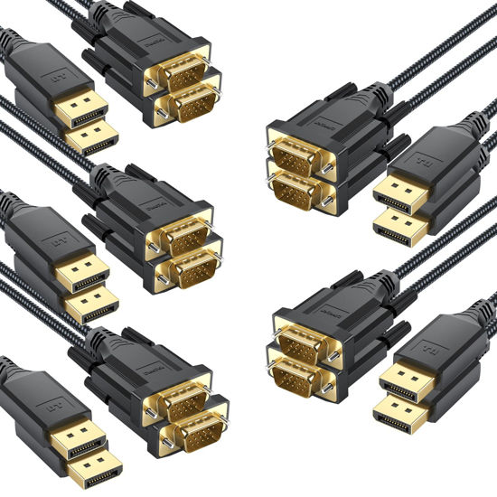 Picture of DteeDck DisplayPort to VGA Cable 6ft 10 Pack, Display Port DP to VGA Adapter Cable Converter Male to Male Braided Cord for Monitor Desktop Laptop Display Projector HDTV