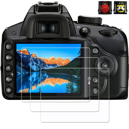 Picture of PCTC D3200 Tempered Glass Screen Protector for Nikon D3500 D3400 D3100 D3200 D3300 DSLR Camera cover, 2* Hot Shoe Cap Cover