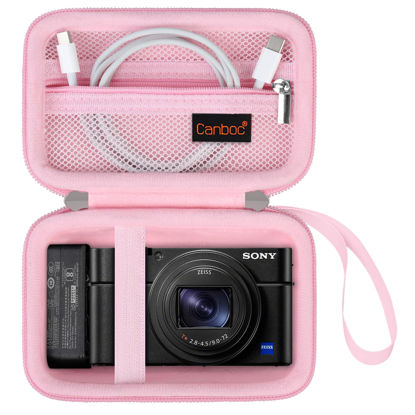 Picture of Canboc Carrying Case for Sony RX100 VII/ RX100 VI/ RX100 V/ RX100 IV/ RX100 III Compact Digital Camera, Point and Shoot Vlogging Camera Bag, Zipper Mesh Pocket fits USB Cable, Batteries, Pink