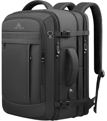 Picture of AREYTECO 55L Extra Large Travel Laptop Backpack,Carry On Backpack for Men, Expandable Big Capacity Heavy Duty Business Suitcase Daypack Bag Fits 18.4 Inch Laptops, Travel Gifts for Men Women, Black