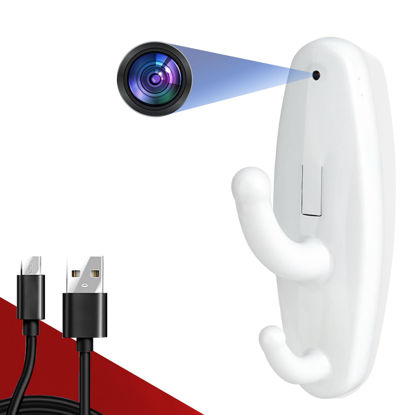 Picture of ZXWDDP Hidden Camera,Mini Spy Camera Clothes Hook,HD 1080P Nanny Cam Security Secret Camera Video Recorder with Motion Detection for Home/Office Monitor/No WiFi Needed-No Audio