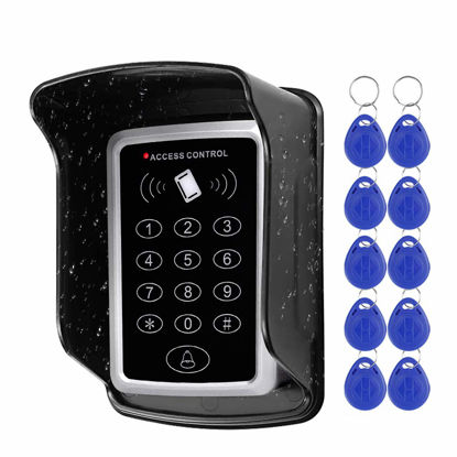 Picture of HFeng Standalone Access Control Keypad RFID Keyboard Waterproof Cover for Door Locks Access Control System + 10pcs Keychains