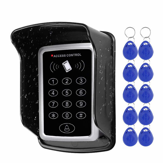 Picture of HFeng Standalone Access Control Keypad RFID Keyboard Waterproof Cover for Door Locks Access Control System + 10pcs Keychains