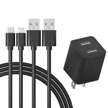 Picture of Tablet Charger with 6FT USB Type-C&Micro USB Cable Fit for Kindle E-Reader 2 3 4 5 6 7 8 9 10 11, All-New Fire 6 HD 7 8 10, Fire Max 11-13th Gen,Kids Edition Kids Pro,Oasis,Paperwhite