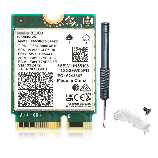 Picture of M.2 WiFi 7 Card Key E BE200 Wireless BT5.4 WiFi Network Adapter 2.4G/5G/6GHz 9.3Gbps for WiFi7/WiFi6E/WiFi6/WiFi5 Router Gaming PC Laptops Support Windows 10/11 Not Support AMD Motherboards