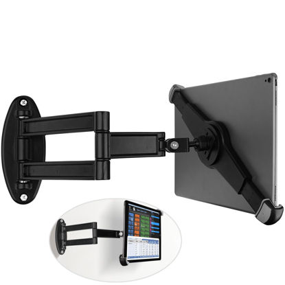 Picture of Mippko Foldable Tablet Wall Mount Holder for 9.5~14.5" iPad/Nexus/LG G Pads/e-Reader/Fire HD/Switch/Surface Pro,360°Adjustable Extension Articulating Arm Swivels Mount