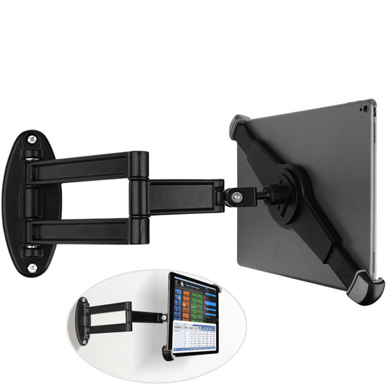 Picture of Mippko Foldable Tablet Wall Mount Holder for 9.5~14.5" iPad/Nexus/LG G Pads/e-Reader/Fire HD/Switch/Surface Pro,360°Adjustable Extension Articulating Arm Swivels Mount