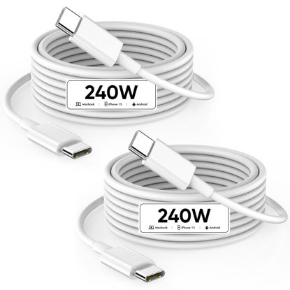 Picture of USB C to USB C, 240W USB C Cable, 6.6ft C to C Cable Fast Charging for Macbook Pro/Macbook Air, iPad Pro 12.9-inch, iPhone 15/Pro Max/Pro/Plus, Samsung Galaxy S23,Compatible 140W/100W /65W/45W/35W/20W