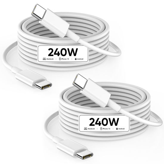 Picture of USB C to USB C, 240W USB C Cable, 6.6ft C to C Cable Fast Charging for Macbook Pro/Macbook Air, iPad Pro 12.9-inch, iPhone 15/Pro Max/Pro/Plus, Samsung Galaxy S23,Compatible 140W/100W /65W/45W/35W/20W