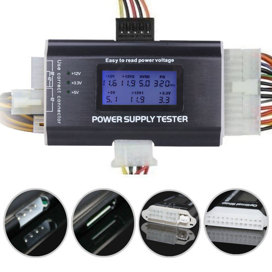 Picture of Optimal Shop 20+4 Pin LCD Computer Power Supply Tester for SATA IDE HDD ATX ITX BYI Connectors-Black