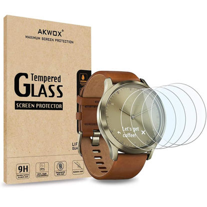 Picture of AKWOX [4-pack] Tempered Glass Screen Protector for Garmin Vivomove HR, [0.3mm 2.5D High Definition 9H] Premium Clear Screen Protector for Garmin Vivomove HR
