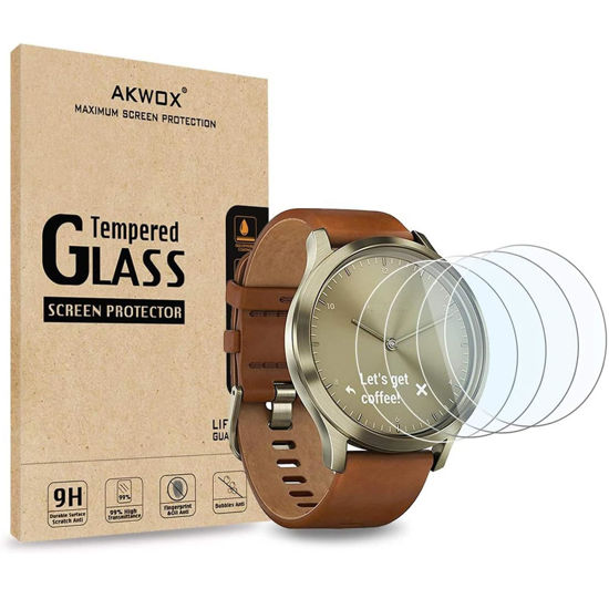 Picture of AKWOX [4-pack] Tempered Glass Screen Protector for Garmin Vivomove HR, [0.3mm 2.5D High Definition 9H] Premium Clear Screen Protector for Garmin Vivomove HR