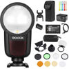 Picture of Godox V1 C U Flash for Canon Camera, Godox V1-C U Round Head Speedlight with Godox VB26 Battery and Godox AK-R1 Accessories Kit for Portrait, Event, Travel, Wedding Photography