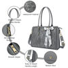 Picture of MOSISO Laptop Tote for Women, 17-17.3 inch PU Leather Compatible with MacBook, HP, Dell, Asus Notebook, Front Embossed Retro Hibiscus Computer Bag with Silk Scarf&Clutch Purse, Gray