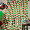 Picture of LOLStar Super Ball Party Decorations 2025, 3 Pack Football Shaped Foil Fringe Curtains, 3.3x6.6 ft Green and Brown Photo Booth Props, Super Ball Backdrop for Football Birthday Party Supplies
