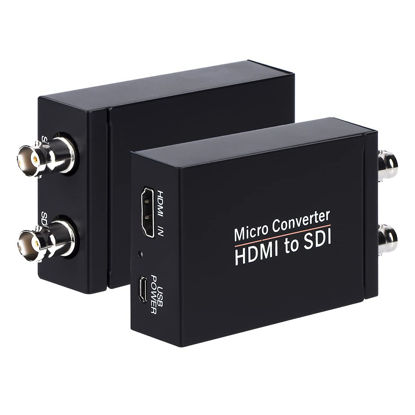 Picture of HDMI to SDI, HDMI to SDI Converter Two SDI Output Audio Embedder Support HDMI 1.3, 3G/ HD-SDI Auto Format Detection Extender for Camera CCTV (Black)