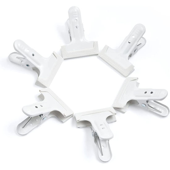 Picture of KAGYOKU Backdrop Spring Clamps 6 Pack Large Heavy Duty Photography Backdrop 4" Clips for Background Backdrops Stand, Woodworking, Home Improvement (White)