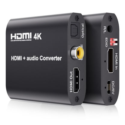 Picture of HDMI 1.4 Audio Extractor Splitter with Toslink/Coaxial Audio Out, BolAAzuL 4K/30Hz HDMI to Toslink SPDIF Coaxial Audio Converter Adapter HDMI to HDMI+Digital Audio