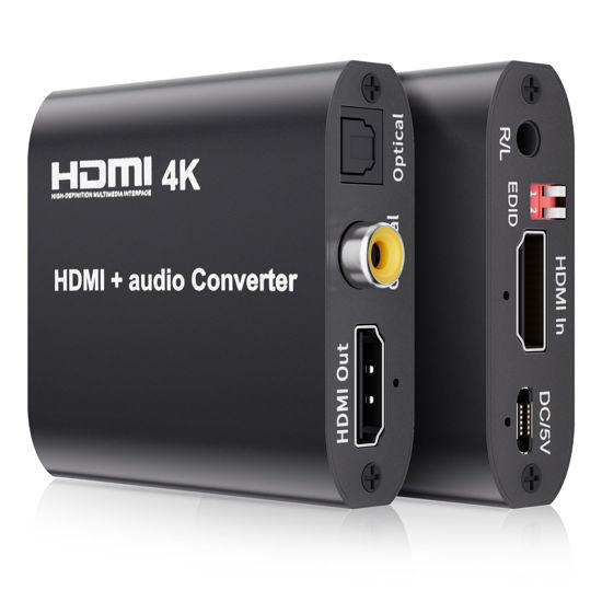 Picture of HDMI 1.4 Audio Extractor Splitter with Toslink/Coaxial Audio Out, BolAAzuL 4K/30Hz HDMI to Toslink SPDIF Coaxial Audio Converter Adapter HDMI to HDMI+Digital Audio