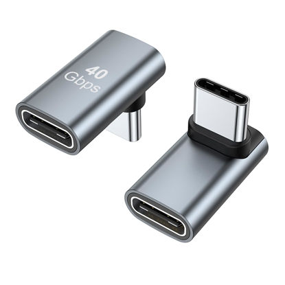 Picture of AreMe 90 Degree USB-C Male to Female Adapter, 2 Pack Right Angle 100W Type-C Adapter Extender for Steam Deck, ROG Ally, Switch, Notebook Computers, Tablet and Mobile Phones (Grey)