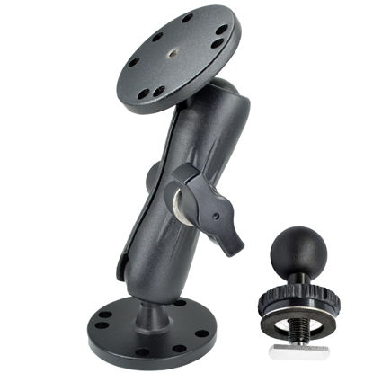 Picture of VAUBORTTI Aluminum Ball Mount with Double AMPS Round Plates,1" Ball Fit for RAM Kit,Drill Base for Fish Finder,GPS Mount & T-Bolt for Backup Camera Monitor, Track