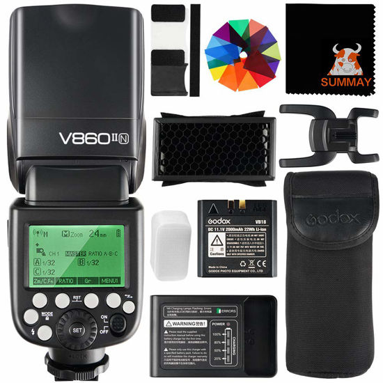 Picture of GODOX V860II-N TTL Flash 1/8000s High-Speed Sync 2.4G GN60 Camera Flash Speedlight with Li-ion Battery 1.5S Recycle Time 650 Full Power Flashes for Nikon D3400 D3200 D5300 D5600 D7500 D750
