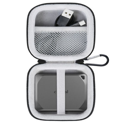 Picture of Lacdo Hard Drive Carrying Case for Crucial X9 / X9 Pro / X10 Pro Portable SSD 1TB 2TB 4TB USB 3.2 External Solid State Drives Shockproof Water Repellent Storage Travel Bag, Black+Gray