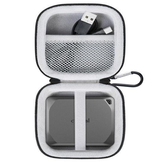 Picture of Lacdo Hard Drive Carrying Case for Crucial X9 / X9 Pro / X10 Pro Portable SSD 1TB 2TB 4TB USB 3.2 External Solid State Drives Shockproof Water Repellent Storage Travel Bag, Black+Gray