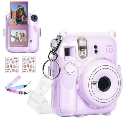 Picture of WOGOZAN Instant Mini 12 Clear Case for Fujifilm Instax Mini 12 Instant Film Camera, Mini 12 Camera Protective Case with Upgraded Back Pocket Hold 10 Films and Two Adjustable Strap (No Camera)