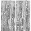 Picture of 2 Pack Silvery Tinsel Curtain Party Backdrop Decorations, Metallic Foil Fringe Backdrop Door for Halloween, Christmas, Birthday Graduation Wedding Party Streamers Photo Backdrop.
