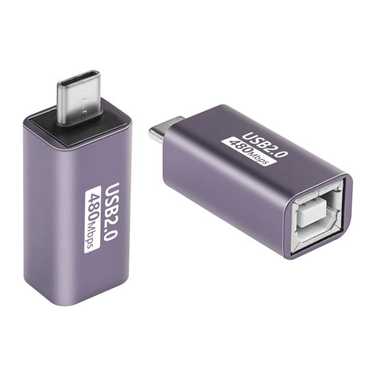 Picture of SinLoon 2 Pack USB C to USB B Adapter Type C to MIDI Convert Connector Type C Male to USB B Female Printer Adapter for Eectric Piano DAC,Synthesizer,DJ Controller,Keyboard,Printer (Straight)