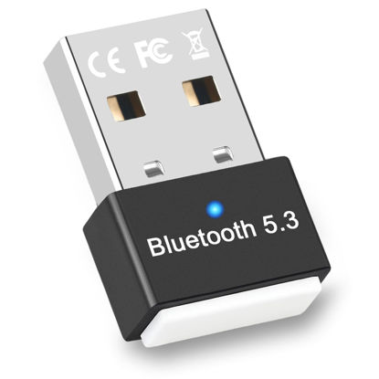 Picture of GAROGYI USB Bluetooth 5.3 Adapter for PC Supports Windows 11/10/8.1/7,Plug &Play For Win11/10, Mini 5.3+EDR Bluetooth Dongle Receiver&Transmitter for PC,Laptop,Keyboard,Mouse,Headsets,Speakers (Black)