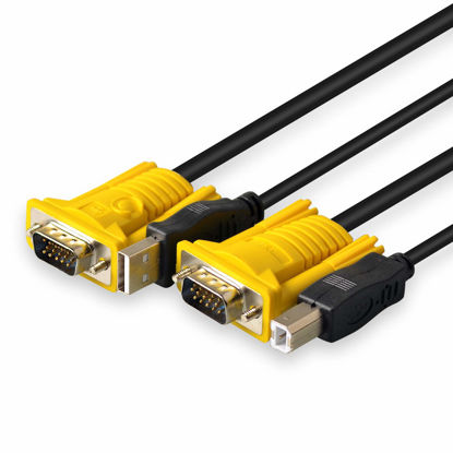 Picture of eKL 1 pcs 6ft/1.8m VGA + USB KVM Cable USB 2.0 Type A to USB Type B