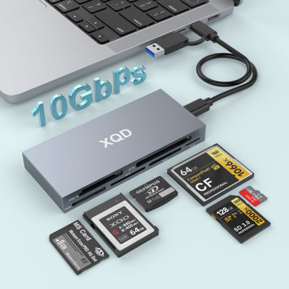 Picture of 8 in 1 XQD Card Reader, 10Gbps Multi XQD Reader for Sony G/M Series, Lexar 2933x/1400x USB Mark XQD Card/CF/XD/MS/TF/SD Reader, USB C USB 3.0 Memory Card Reader for Windows/Mac OS/Linux/Android