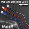 Picture of cugunu USB Lightning Cable 3 Pack 6FT iPhone Charger Apple MFi Certified Nylon Braided Fast Charging Cord Compatible with iPhone 14/13/12/11/X/Max/8/7/6/5/SE/Plus/iPad