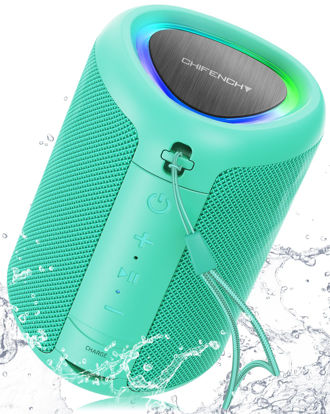 Picture of Portable Bluetooth Speaker with Lights,Powerful Crystal Clear Sound,IPX5 Waterproof,All Day Playtime,AUX&TF-Card Input,Bluetooth 5.3,TWS Paring,Small Wireless Speaker for Outdoor,Gift Ideas (Teal)