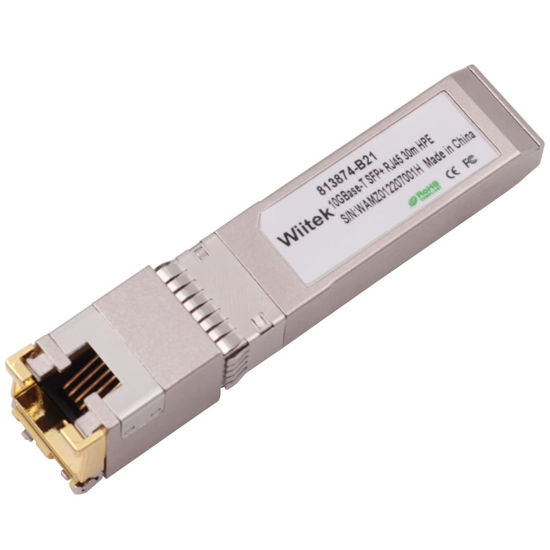 Picture of Wiitek 10G SFP+ to RJ45 Copper Modules, 1.25G/2.5G/5G/10GBase-T Ethernet to SFP+ Transceiver Compatible for HPE Blade System 813874-B21 HPE ProCurve & HPE Aruba(Cat 6a/7 or Better, 30-Meter)