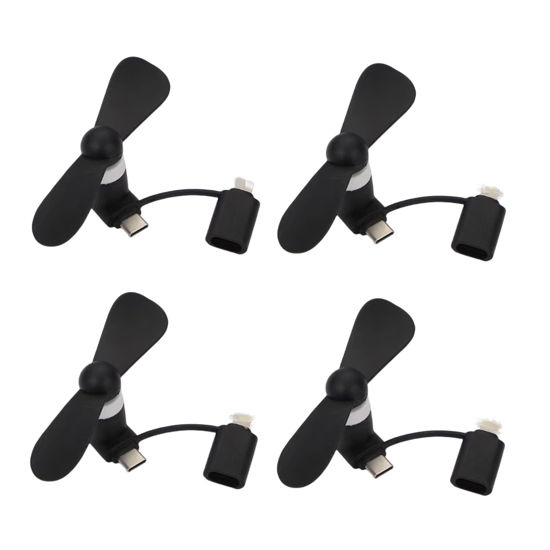 Picture of YUNLOVXEE Cell Phone Fan for iPhone Type C - 4 Pack 2-in-1 Mini Pocket Fan Compatible for iPhone iPad Type C Android Smartphone, Personal Portable Fan for Travel Outdoor Summer Accessories