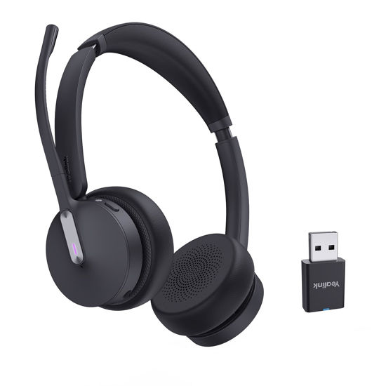 Picture of Yealink WH64 Hybrid with DECT Dongle, 492ft Range, 32 Talk Time Bluetooth Headset for Teams, Zoom Skype UC, 3X Mic Noise Cancelling, Headset PC Phone