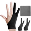 Picture of Digital Drawing Glove with 3-Layer Palm Rejection, Two-Finger Artist Glove for Drawing Tablet, iPad, Paper Sketching, Fits Left and Right Hand, Includes Cleaning Cloth (2-Pack, Medium, Black)