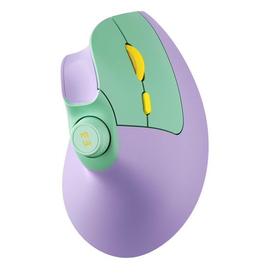 Picture of seenda Ergonomic Mouse Rechargeable, Vertical Wireless Mouse with Volume knob, Quiet clicks, 3 Device Connection (Bluetooth or USB), Optical Mice for Windows, PC/Mac- Purple