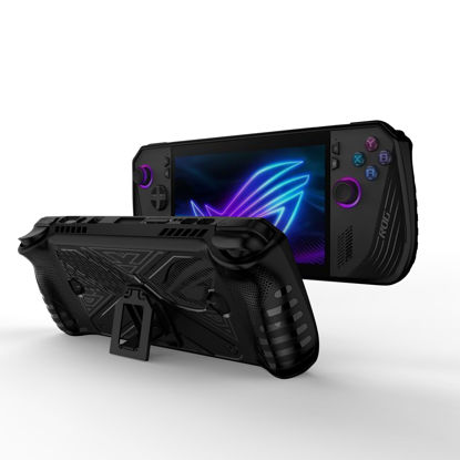 Picture of Hzycwgone Case for ROG Ally X(2024),TPU Grip Protective Cover for ASUS ROG Ally X Gaming Console,Soft Back Case with Kickstand for ROG Ally X Gaming Handheld(Black)
