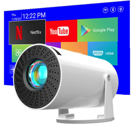 Picture of Mini video Projector true 4K support with WiFi and Bluetooth,1080P, Android 11.0 TV OS,180° Rotatable,150'' Screen,Netflix, YouTube, HDMI, USB flash driver,iPhone and Android Phone laptop Compatible