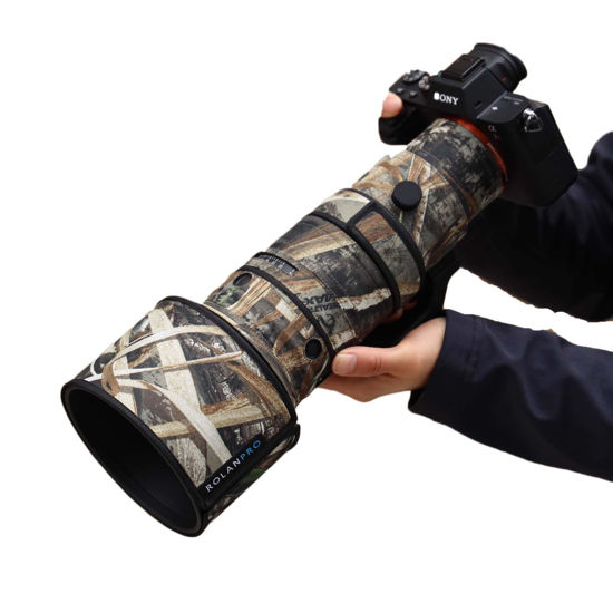 Picture of Rolanpro Camouflage Rain Cover Waterproof Lens Cover for Sigma 500mm F5.6 DG DN OS Sports E Mount Lens Protective Sleeve Lens Rain Coat-#9 Withered grass